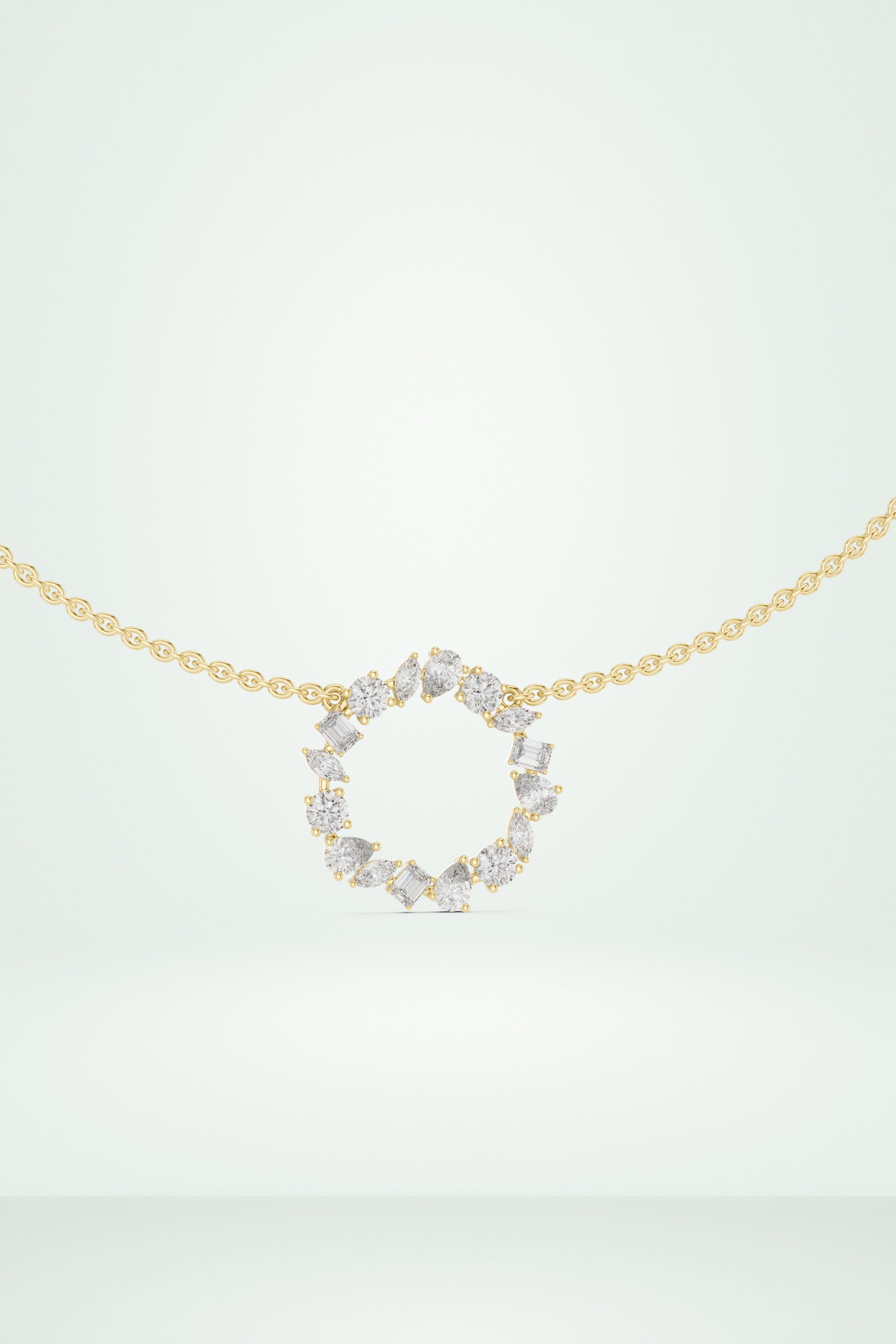 Mixed Cut Diamond Wreath Necklace