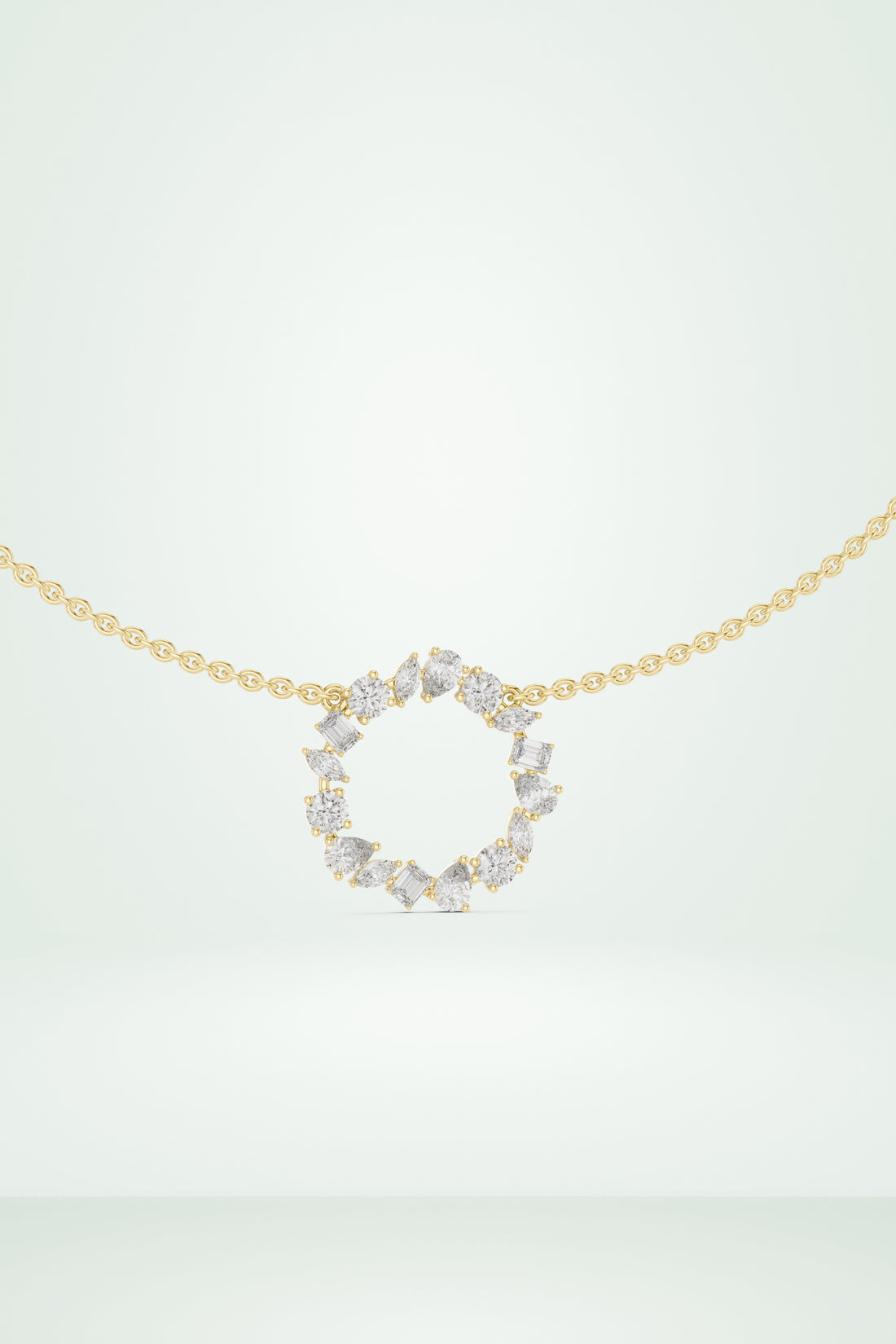 Mixed Cut Diamond Wreath Necklace