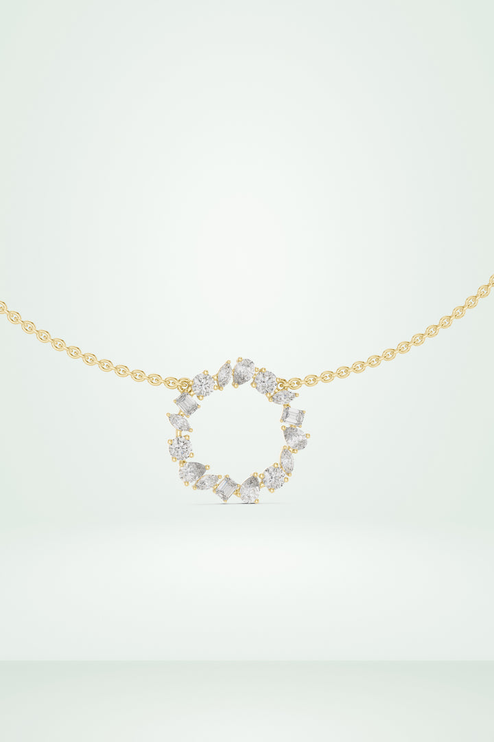 Mixed Cut Diamond Wreath Necklace