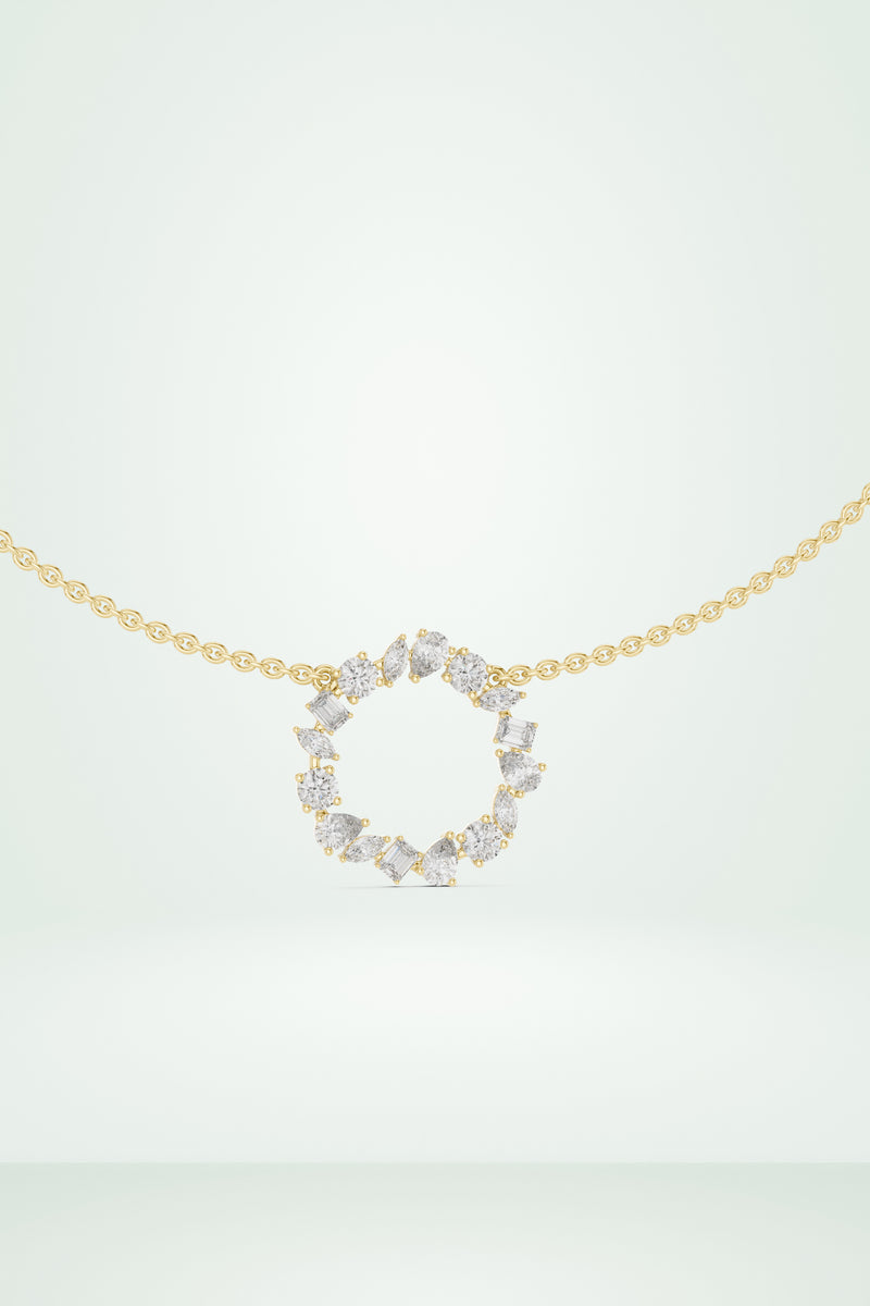 Mixed Cut Diamond Wreath Necklace