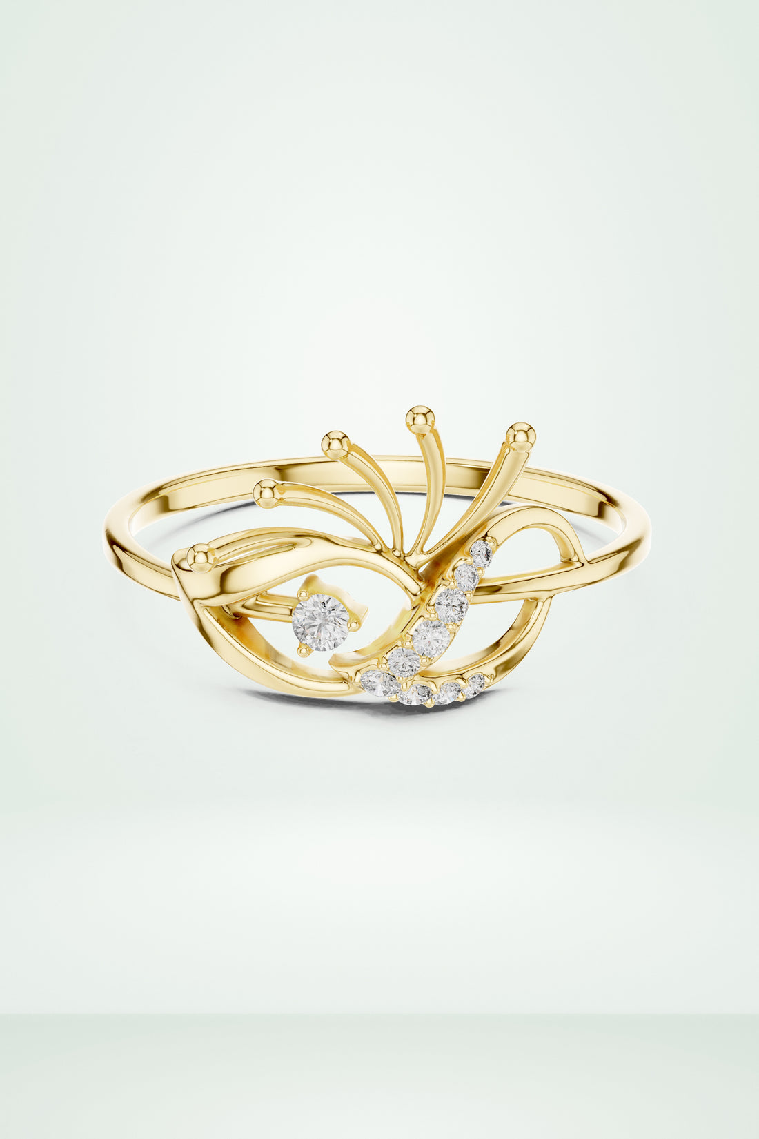 The Peacock Plume Diamond Ring