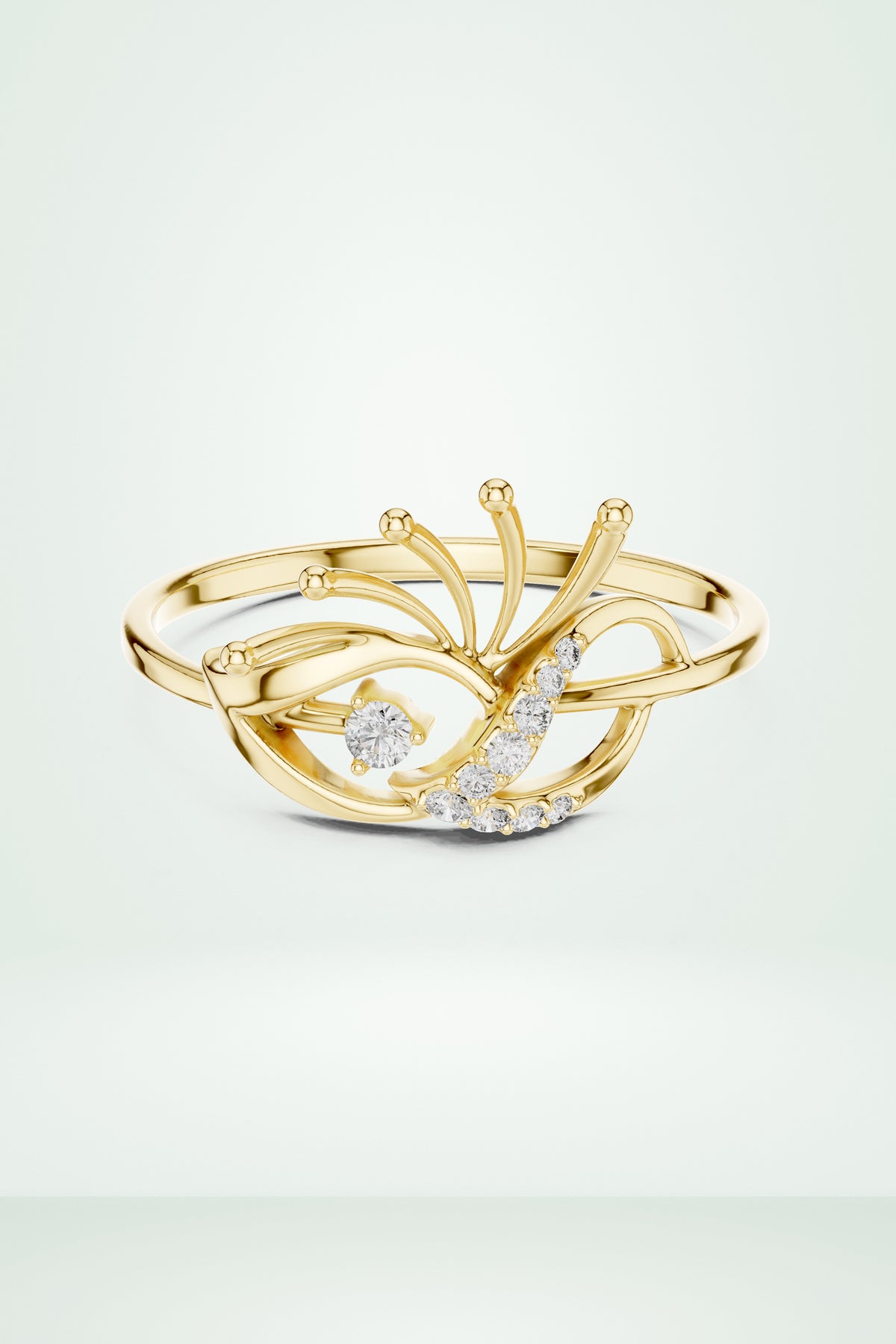 The Peacock Plume Diamond Ring