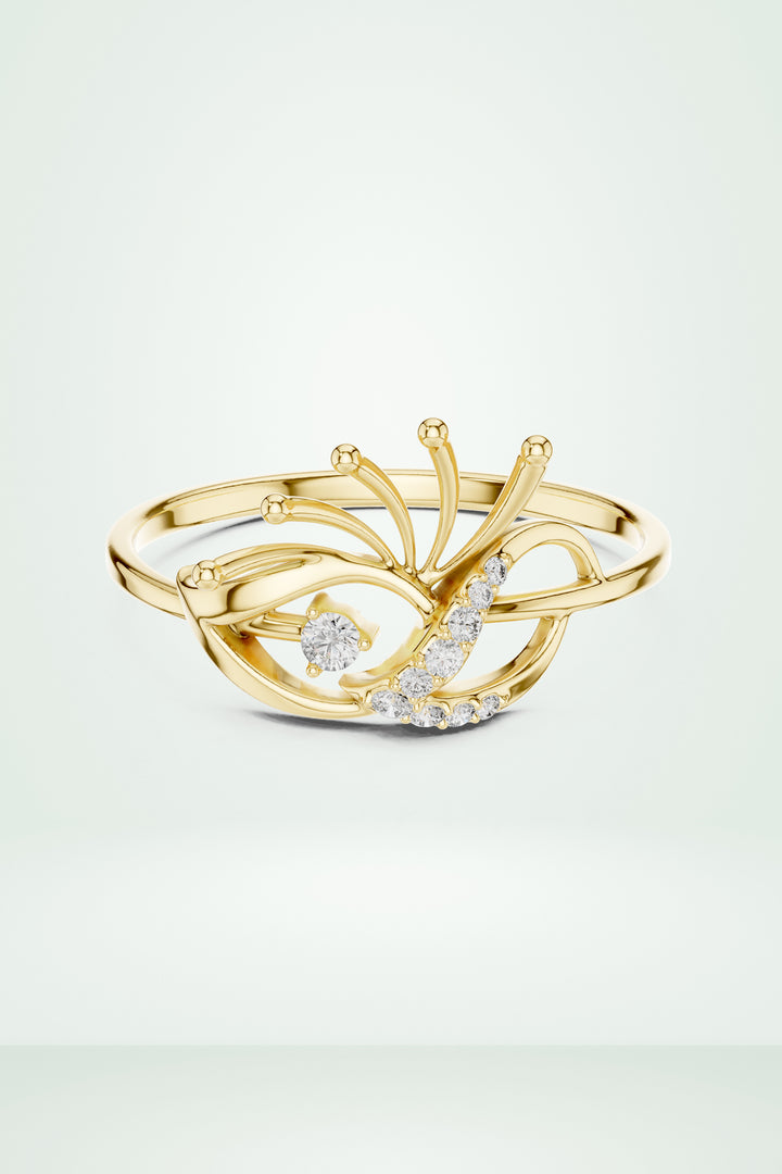 The Peacock Plume Diamond Ring