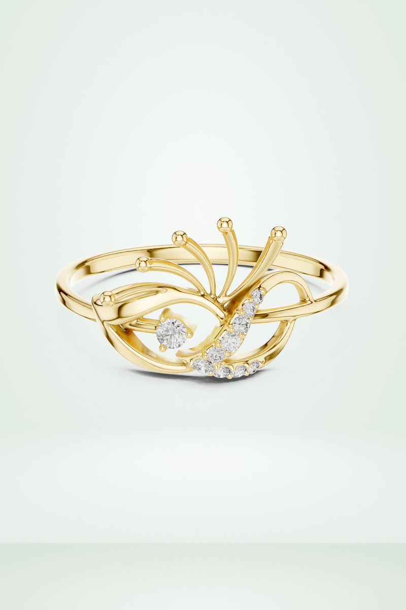 The Peacock Plume Diamond Ring