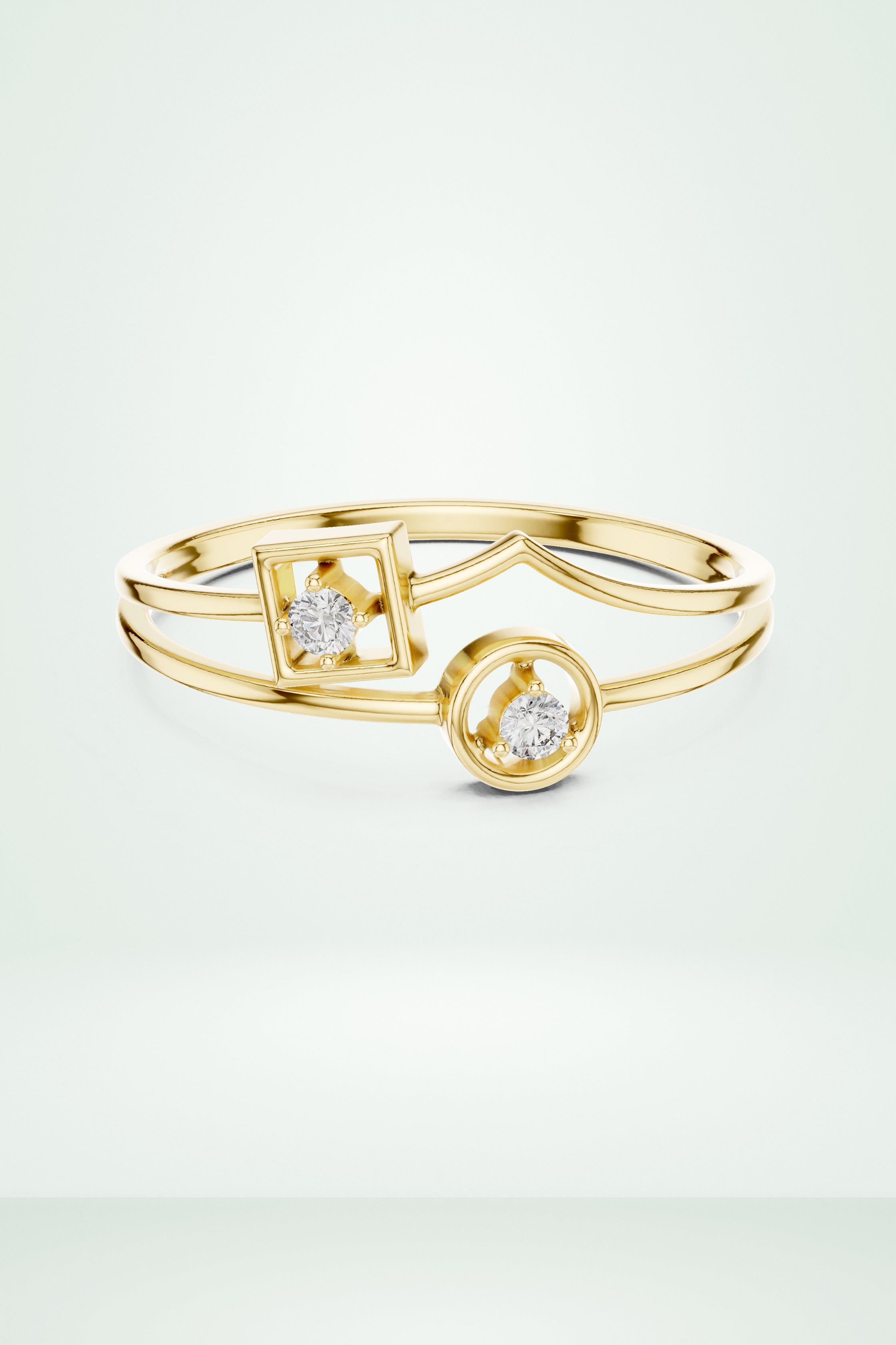 Open V-Shape with Square & Circle Accents