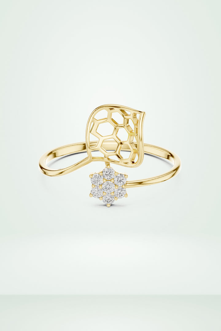Honeycomb Leaf Ring