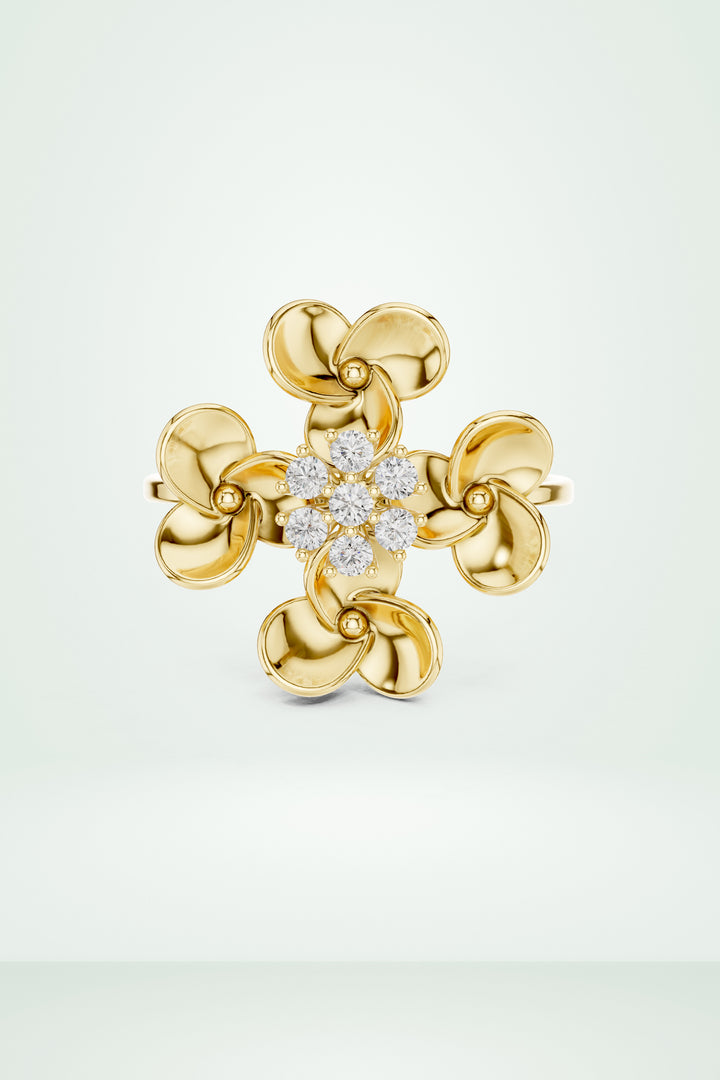 Diamond Floral Cocktail Ring