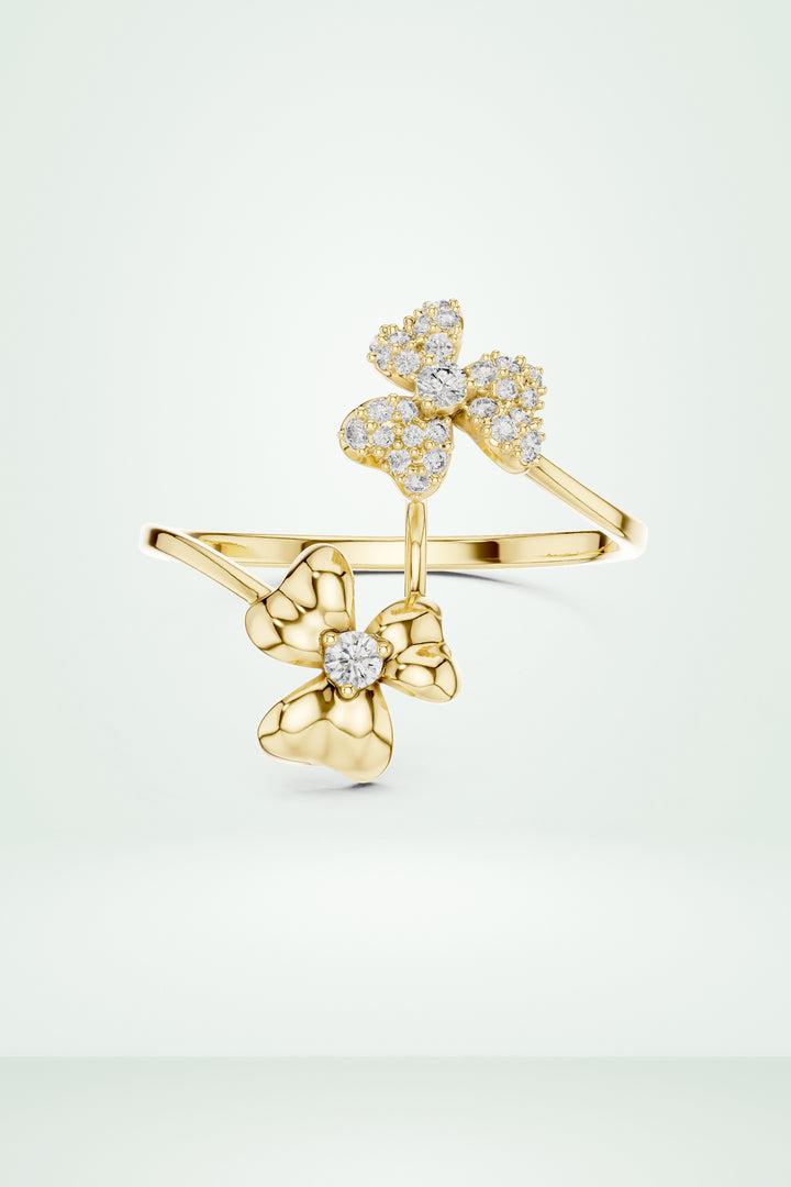 Parallel Flower Diamond Ring