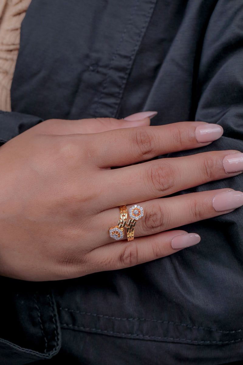Hexagon Diamond Ring