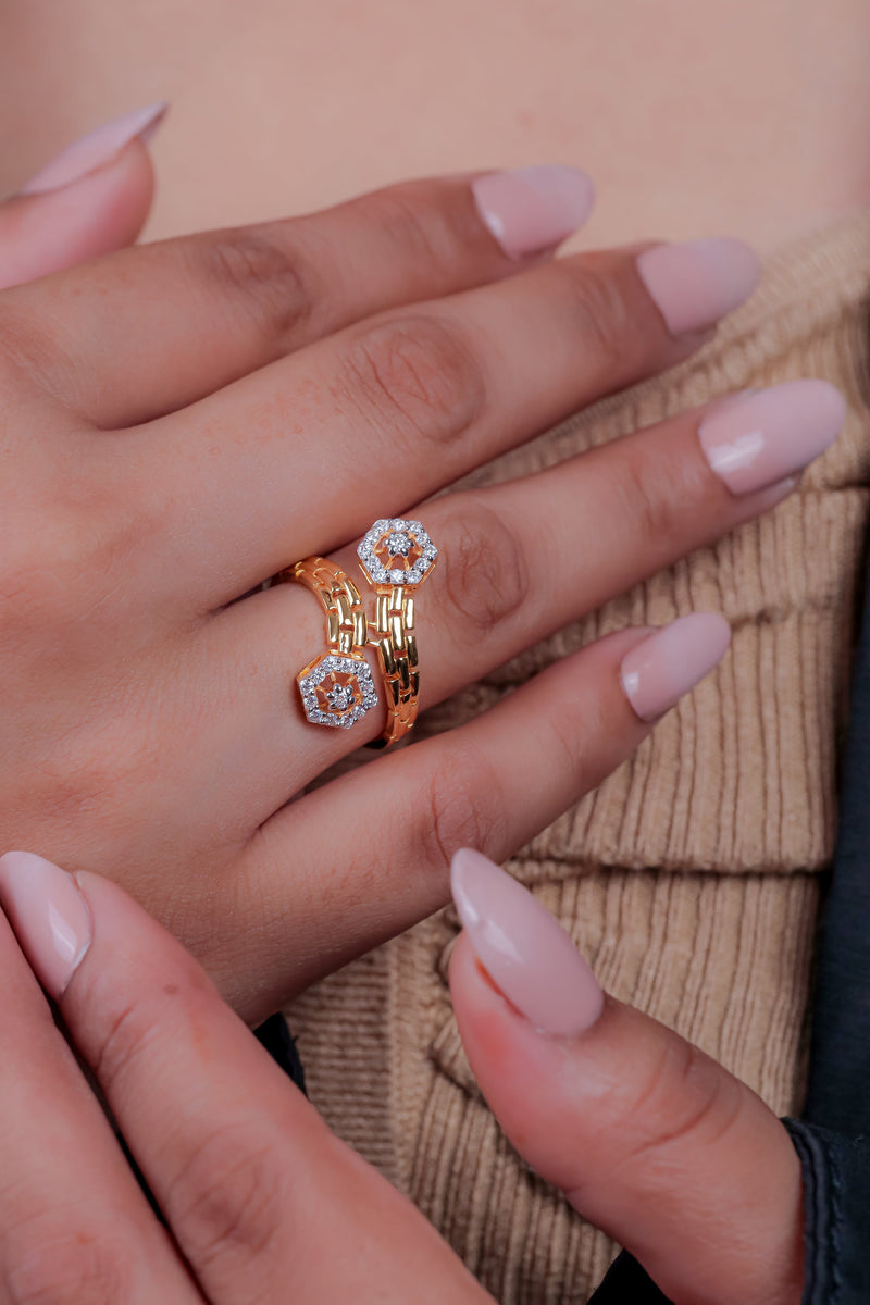 Hexagon Diamond Ring