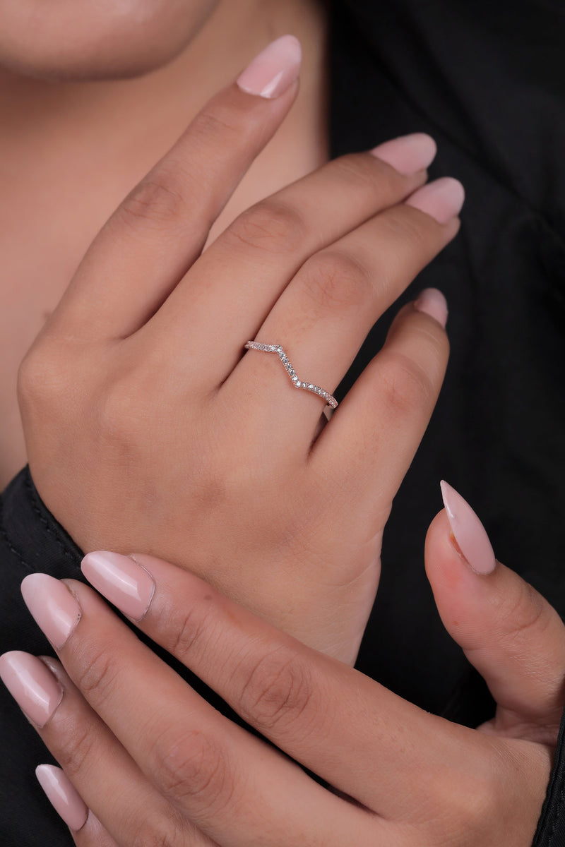 V-Shape Diamond Band Ring