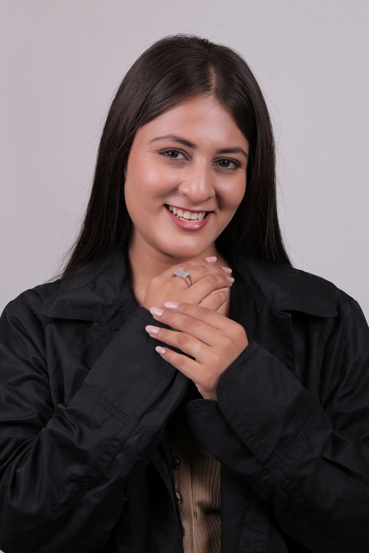 Cluster Diamond Square-Set Wide Ring