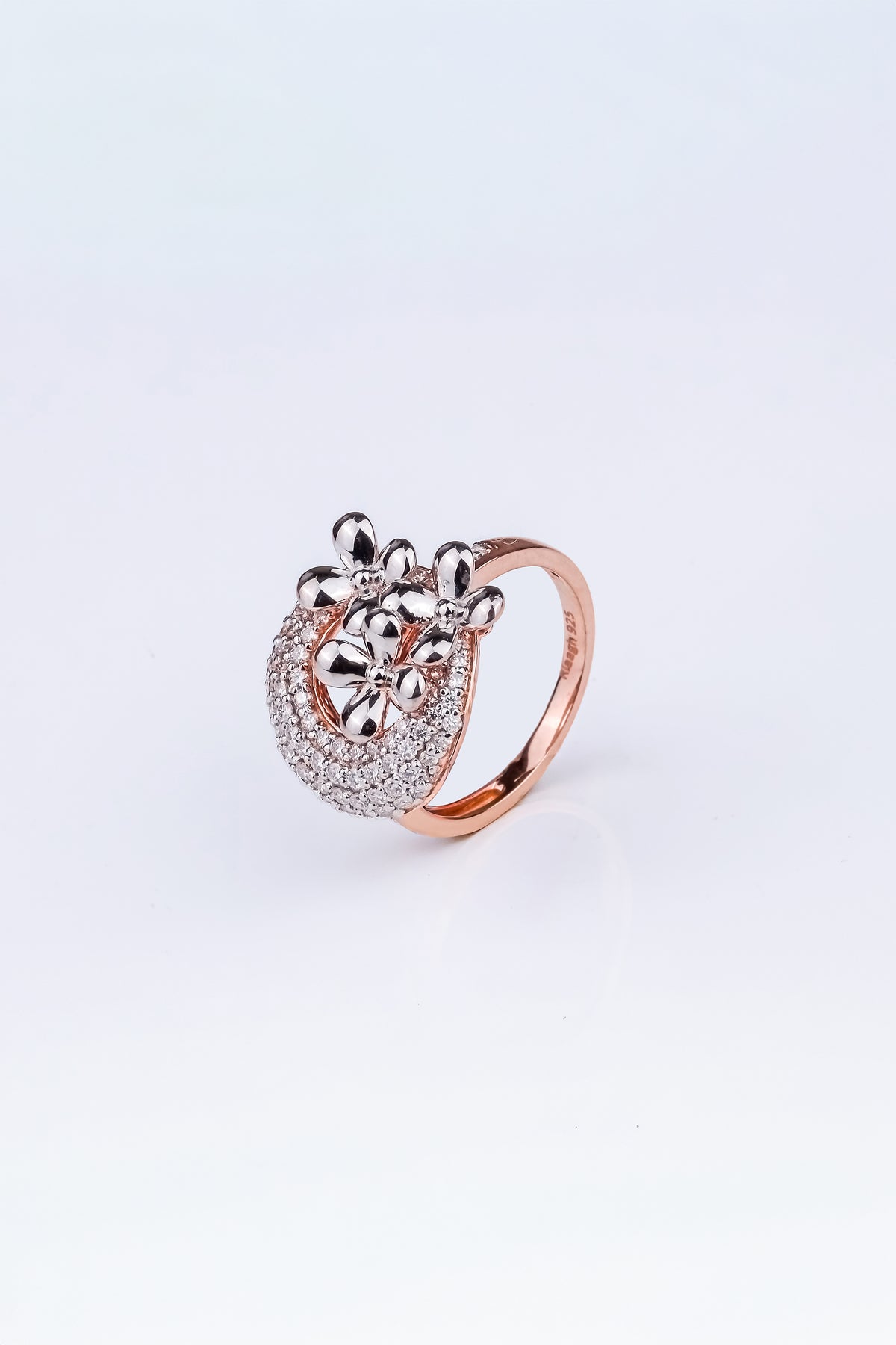 Diamond Dome With Floral Cluster Ring