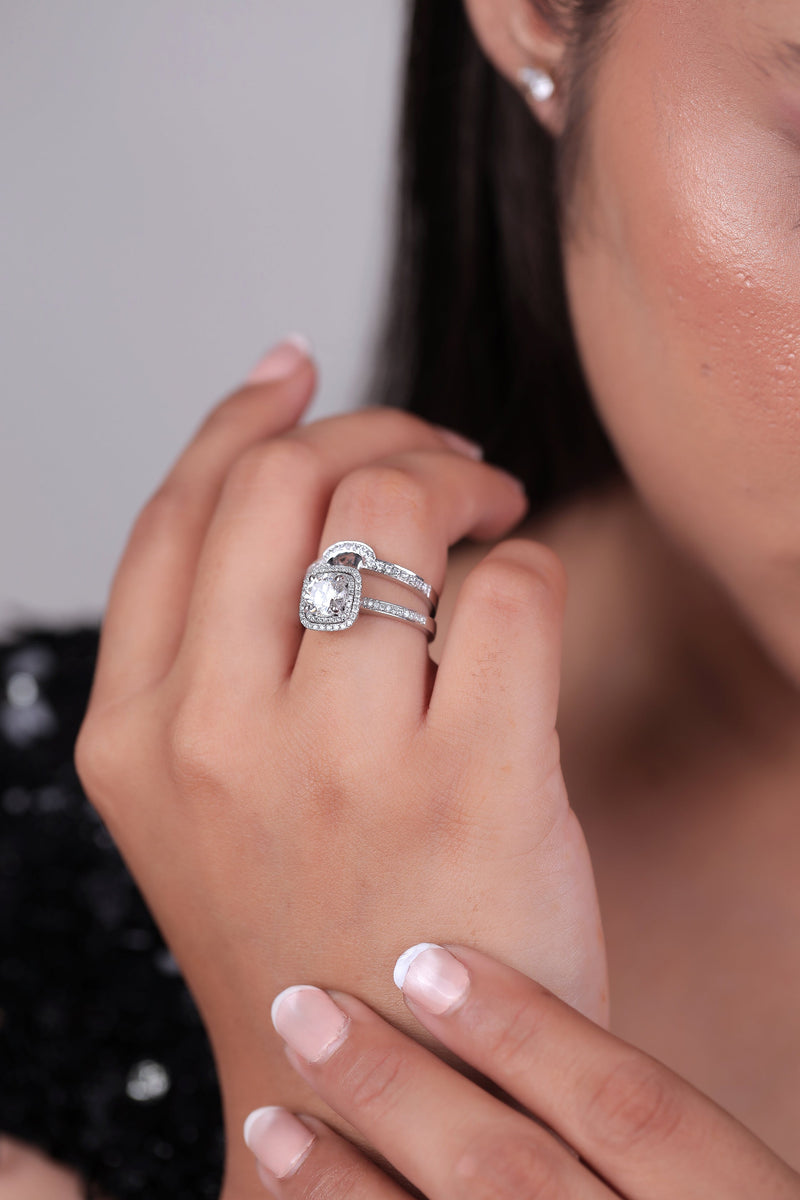 Dual Band Solitaire Diamond Ring