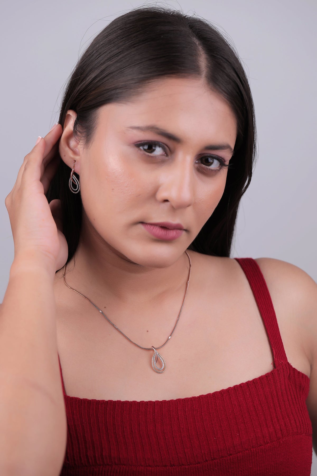 Dual-Tone Pave Diamond Teardrop Pendant