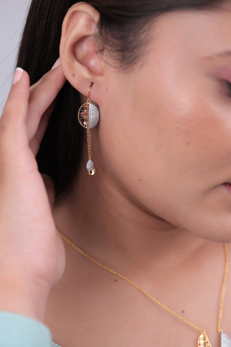 Pave Diamond Chain Drop Earring