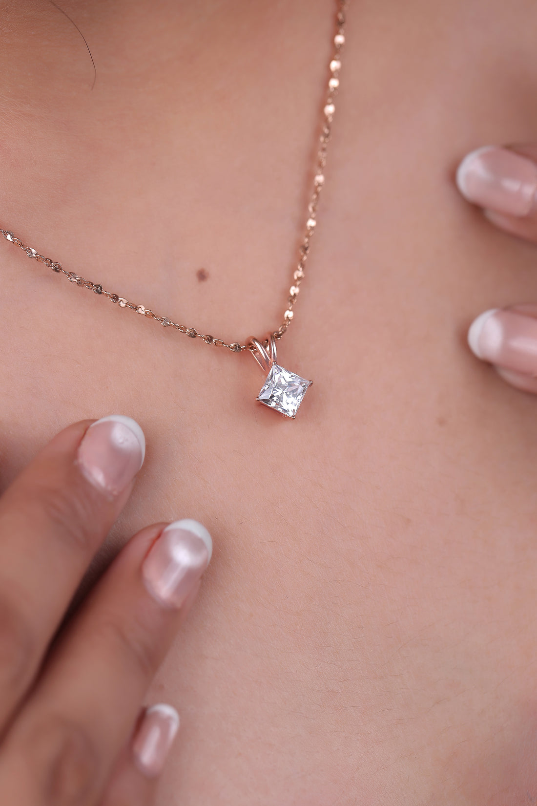 Classic Princess Shape Solitaire Diamond Pendant