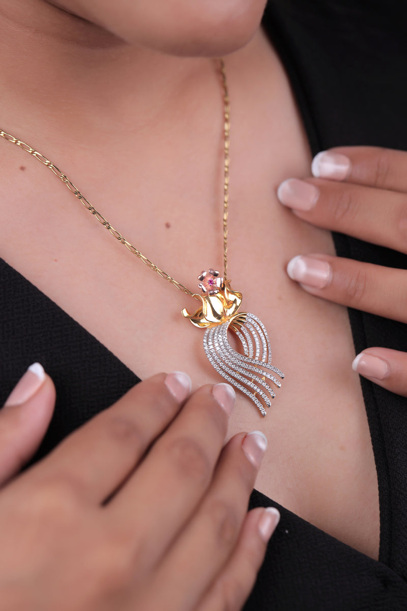 Royal Flower Diamond Basket Tassel Pendant