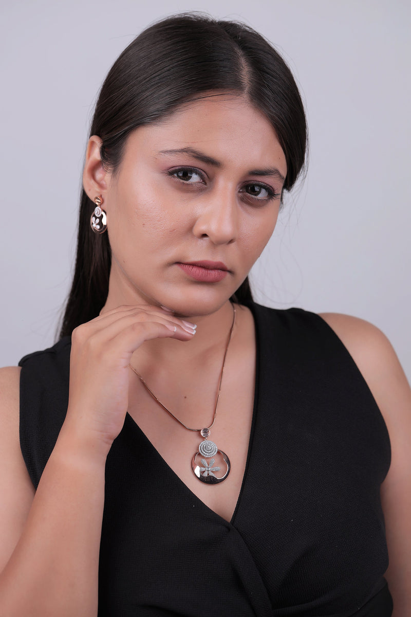 Flower Cutout Circle Pendant