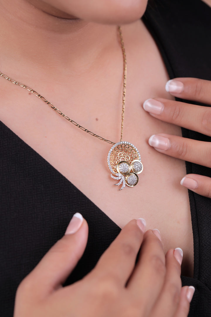 Filigree And Diamond Accent Designer Pendant