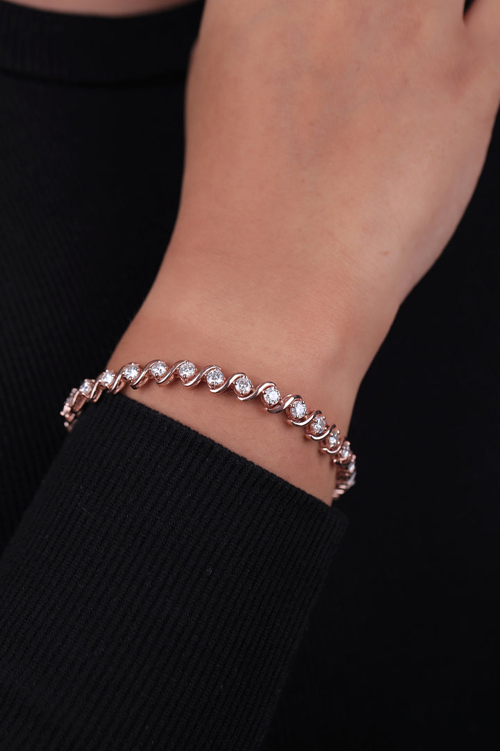 Wave Link Tennis Bracelet