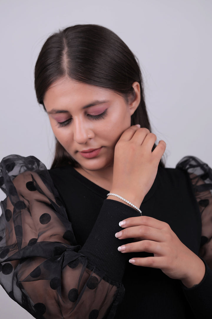 Riaagh Diamond Open Cuff Tennis Bracelet