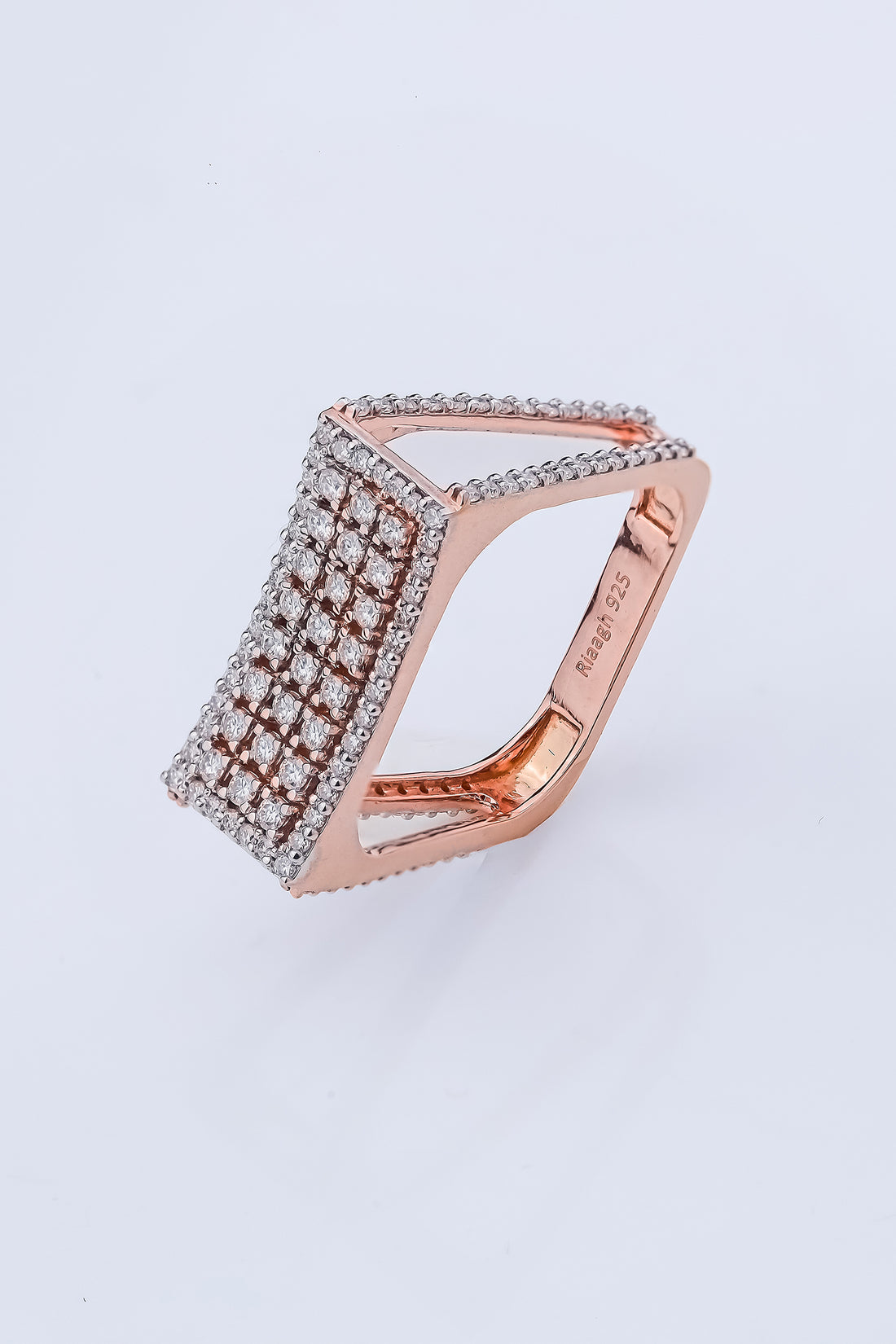 Cluster Diamond Square-Set Wide Ring