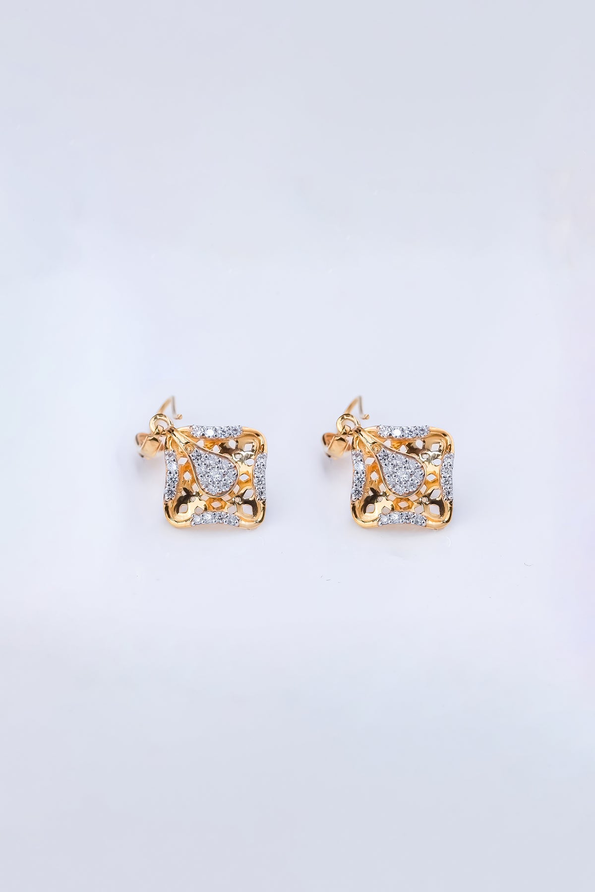 Modern Abstract Leaf Diamond Earring