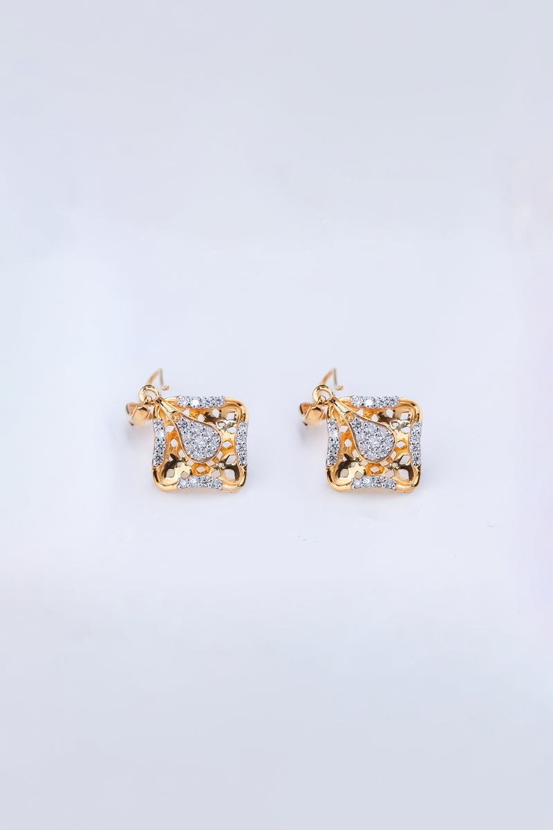 Modern Abstract Leaf Diamond Earring