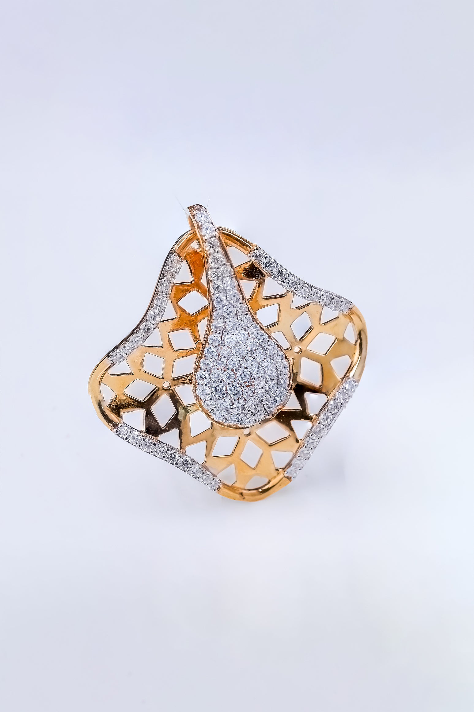 Modern Abstract Leaf Diamond Pendant