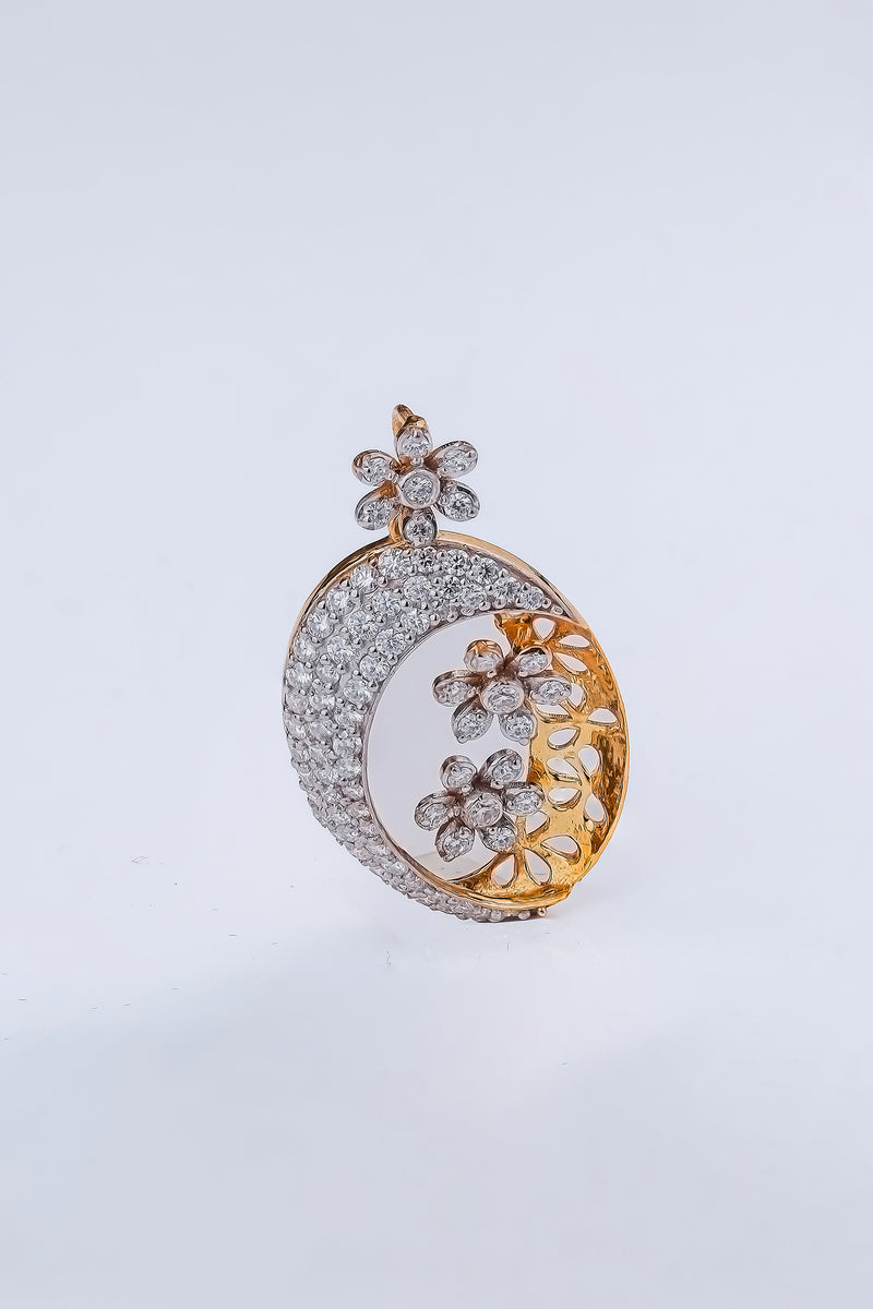 Floral Oval Diamond Pendant