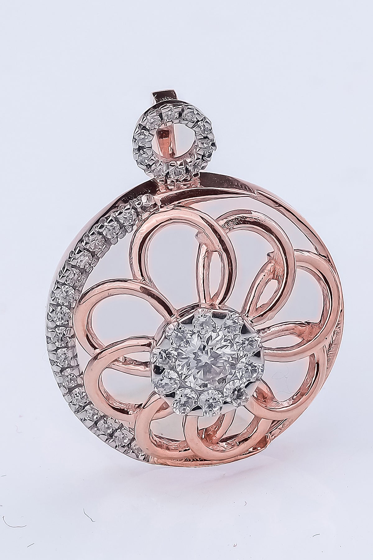 Floral Openwork Diamond Studded Pendant Set