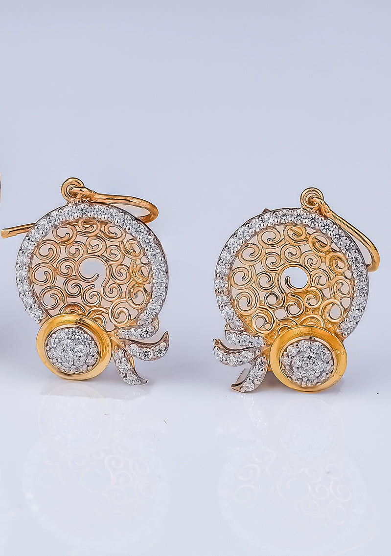 Filigree And Diamond Accent Designer Earring