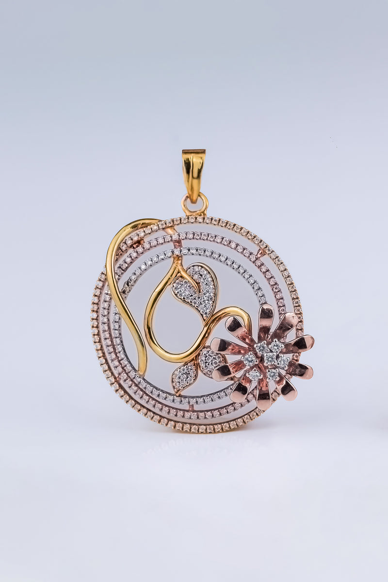 Modern Abstract Flower & Swirl Diamond Pendant