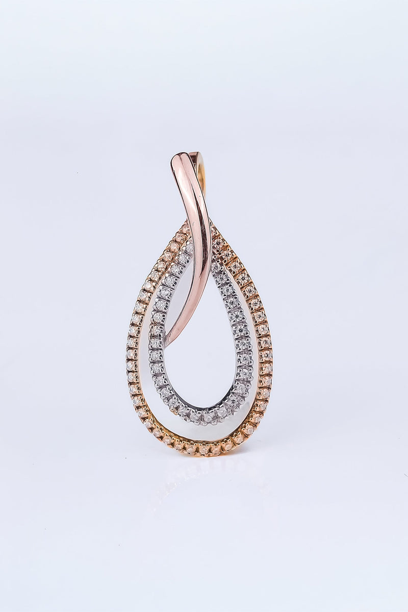 Dual-Tone Pave Diamond Teardrop Pendant