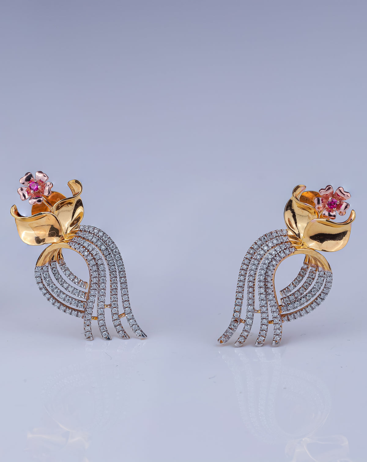 Royal Flower Diamond Basket Tassel Pendant Set
