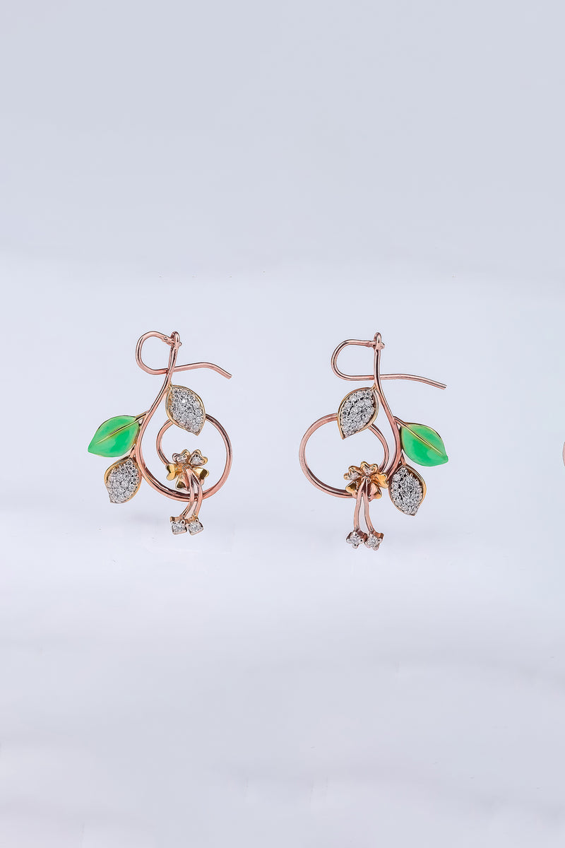 Enamel Green Leaf Drop Earring