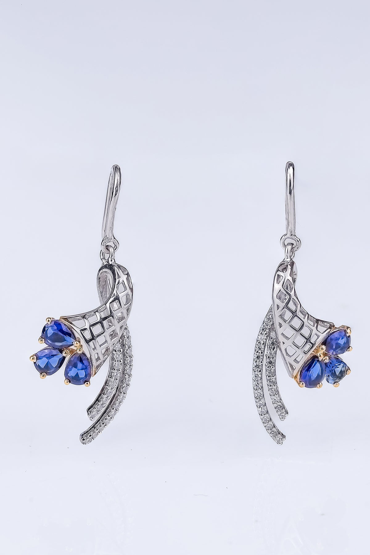 Blue Gemstone Cluster And Swirl Earring