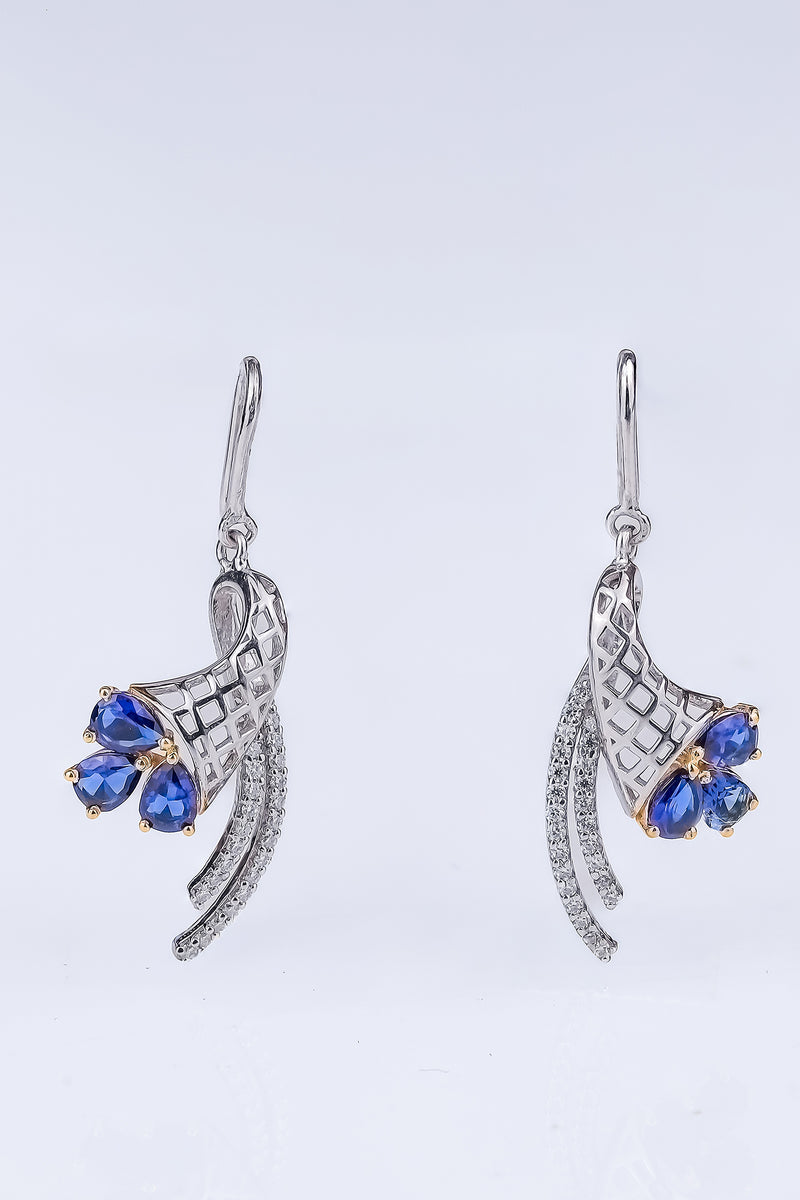 Blue Gemstone Cluster And Swirl Earring