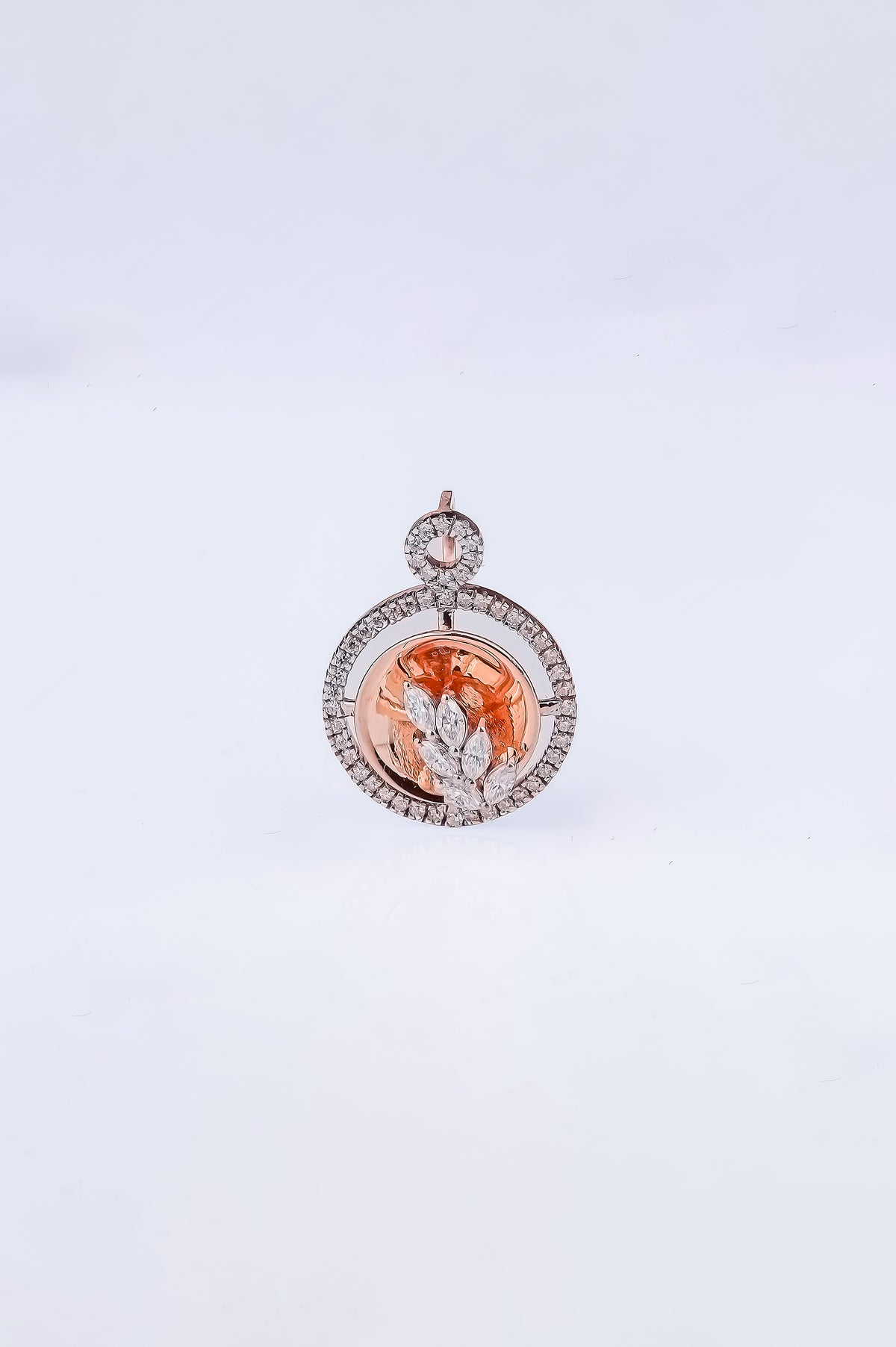 Intricate Leaf Marquise Diamond Pendant Set