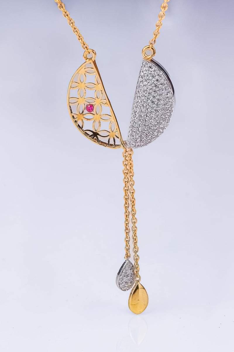 Pave Diamond Chain Drop Pendant