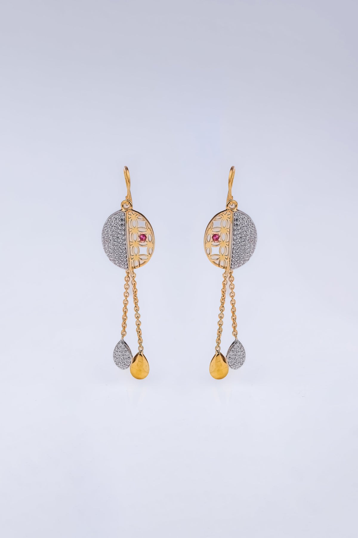 Pave Diamond Chain Drop Earring