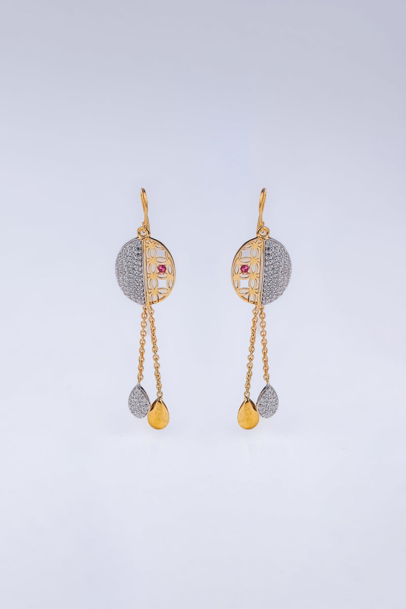 Pave Diamond Chain Drop Earring
