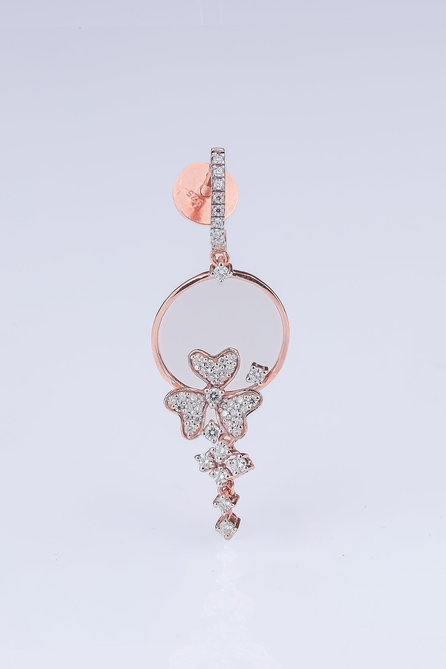Riaagh Floral Hoop Drop Diamond Earring