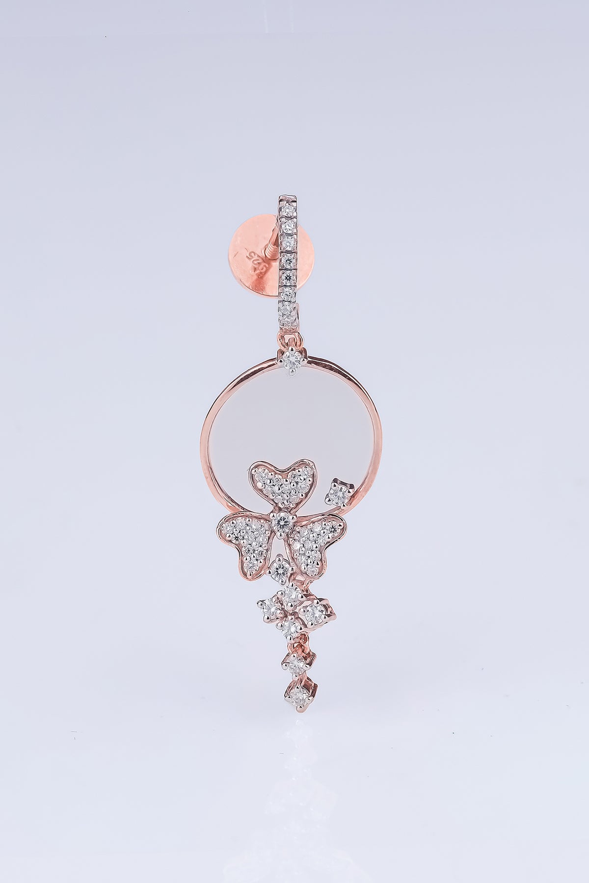 Floral Hoop Drop Diamond Earring
