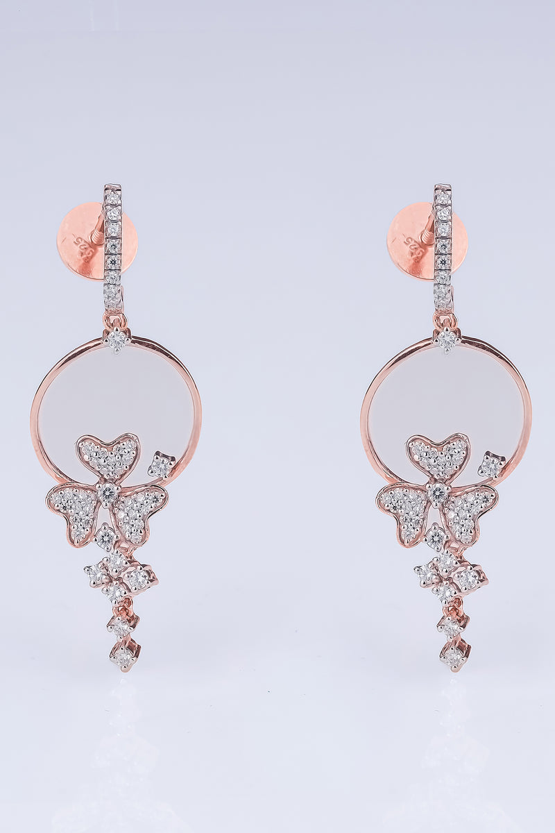 Floral Hoop Drop Diamond Earring
