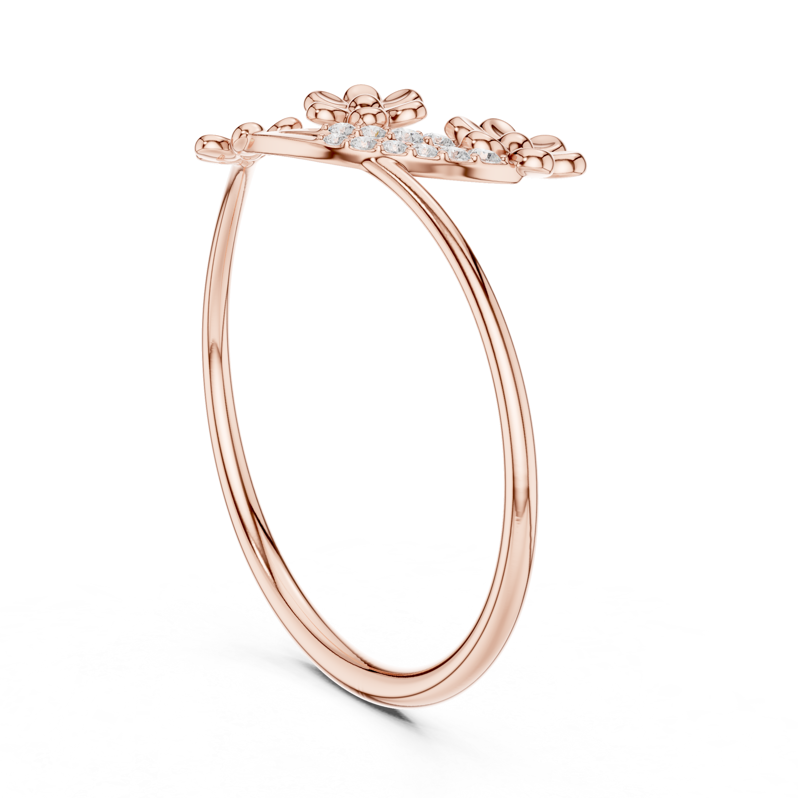 Three Flower Diamond Ring