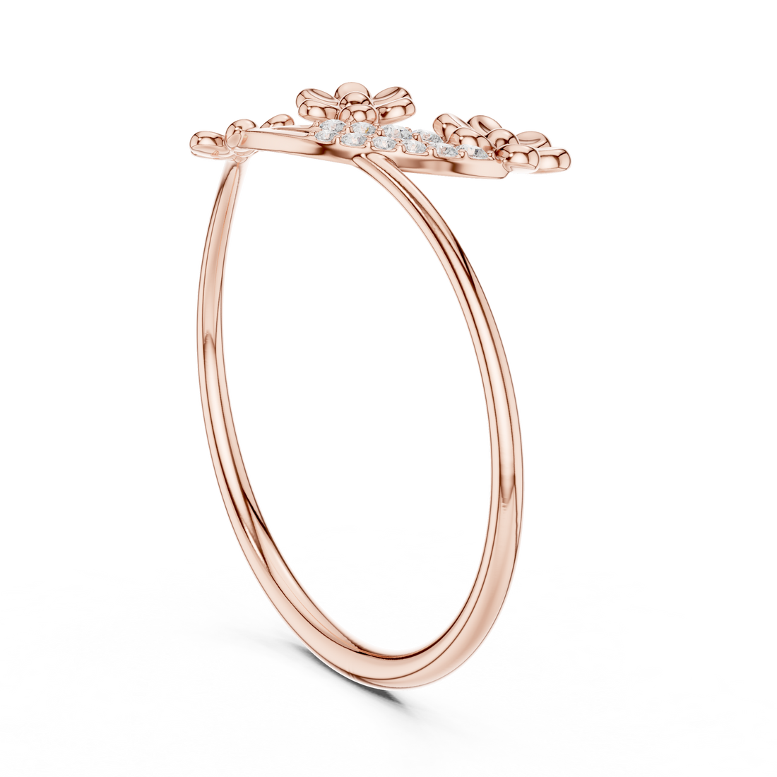 Three Flower Diamond Ring