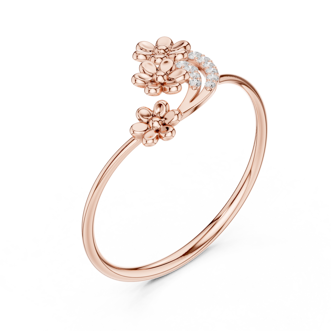 Three Flower Diamond Ring