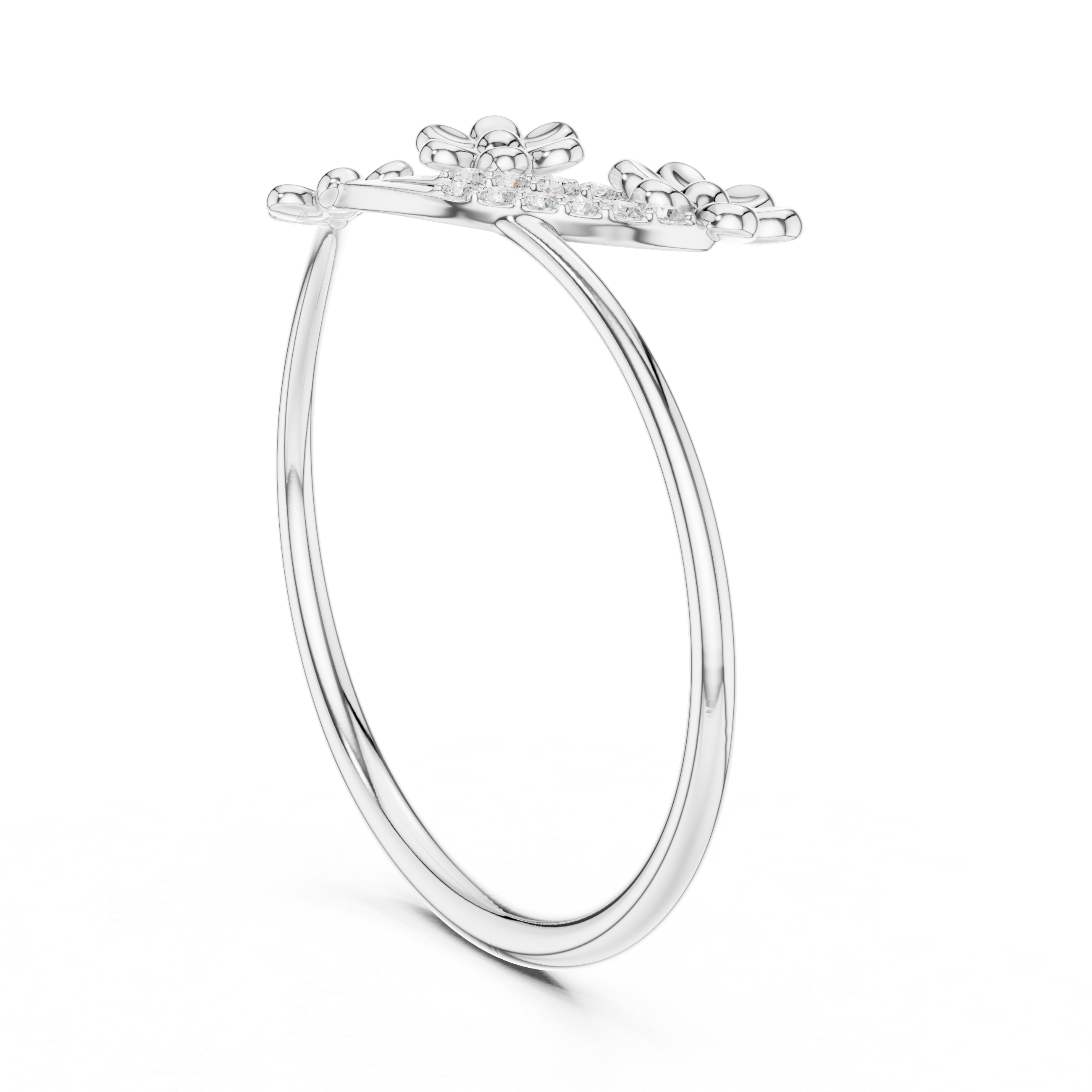 Three Flower Diamond Ring